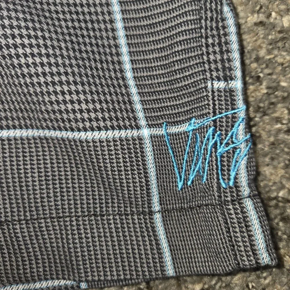 Vans Mens Grey Teal Windowpane Houndstooth Plaid Skater Walk Shorts Size 36